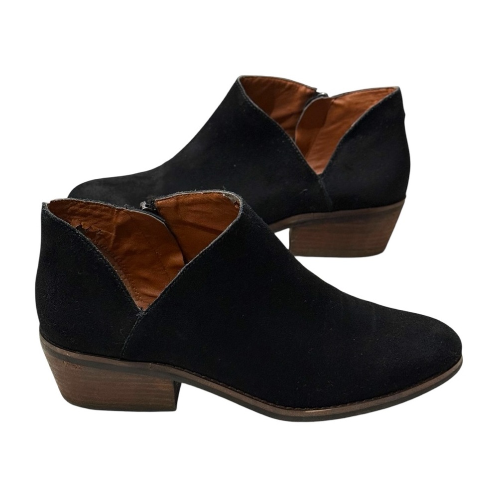 Lucky Brand Women's Fenley Ankle Bootie Size 9.5 M Black Suede Boho RL LV Boots